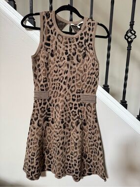 Skaist Taylor Leopard Print Knit Dress in Tan and Black